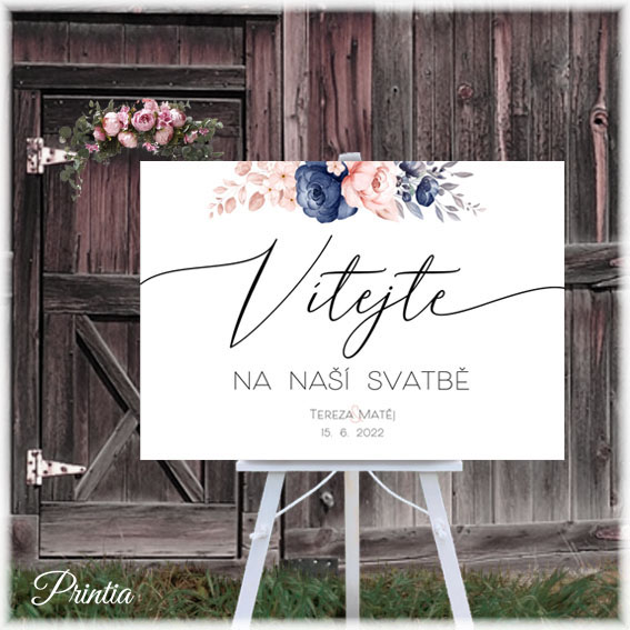 Uvítací cedule na svatbu